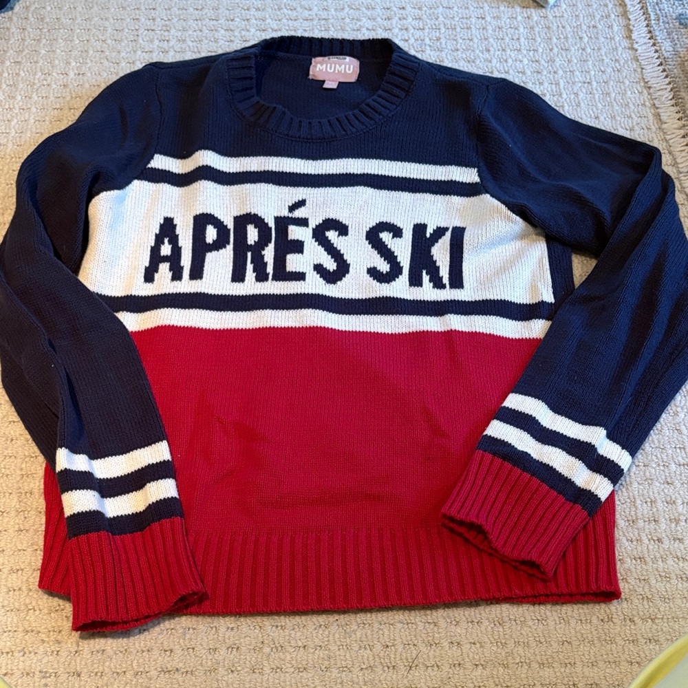Show Me Your MuMu Navy and Red Après Ski Sweater
